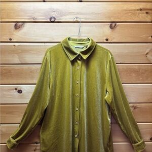 Soft Surroundings Velvet Ribbed button down Gold